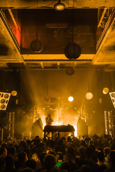 Club Yellow light Music club crowd and stage