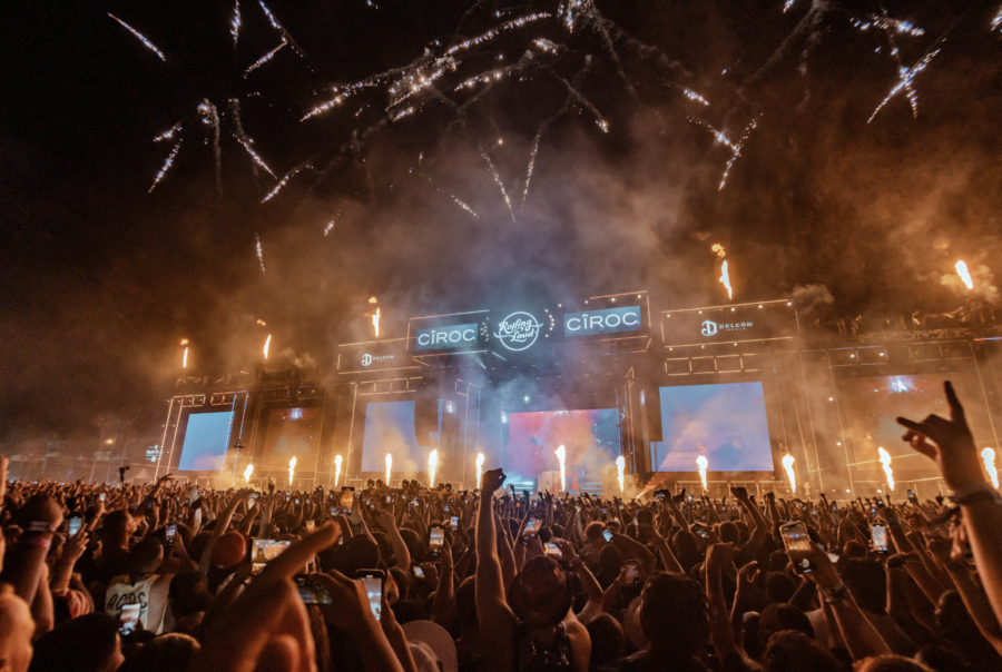 Rolling Loud stage crowd fire show fire works